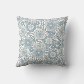 Retro Boho Blue Floral Nahtlose Blume Muster Kissen