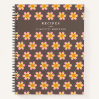 Retro Boho Blume Braun Personalisiertes Rezept