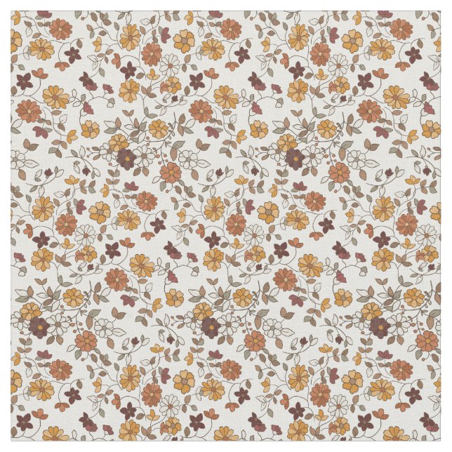Retro Boho Blume Mittelmeer Muster Stoff (Nahaufnahme)