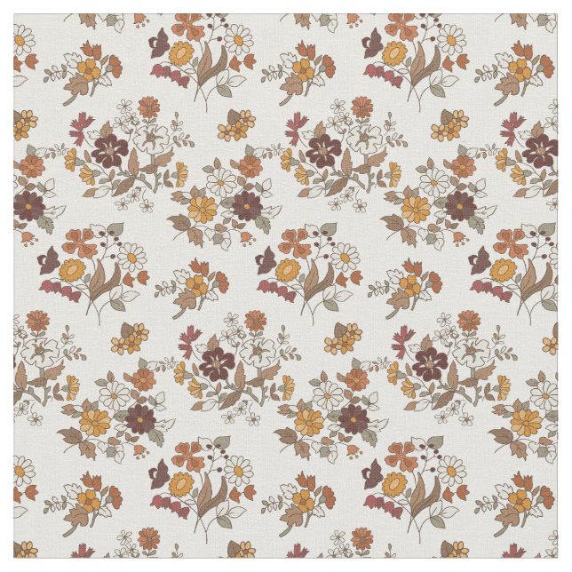 Retro Boho Blume Mittelmeer Muster Stoff (Nahaufnahme)