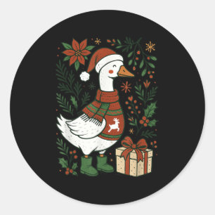 Retro Boho Blumen Lustiges Weihnachten Dummer Gäns Runder Aufkleber