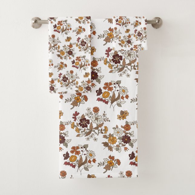 Retro-Boho-Blumenmuster  Badhandtuch Set (Insitu)
