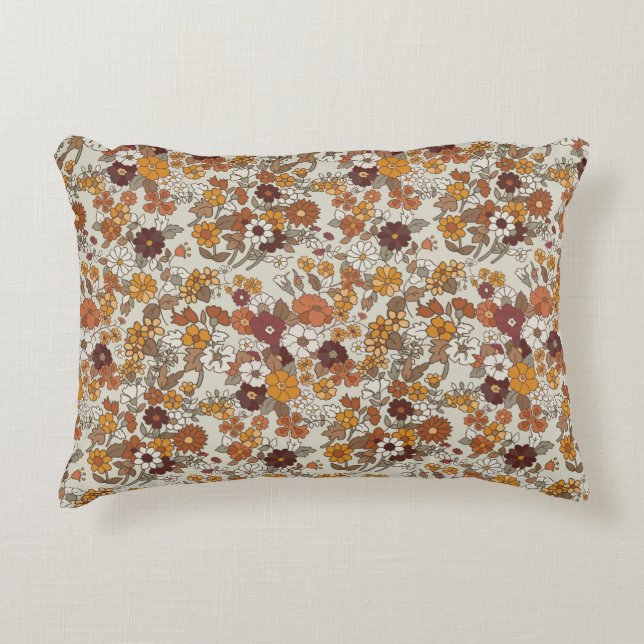 Retro-Boho-Blumenmuster  Dekokissen (Vorderseite)