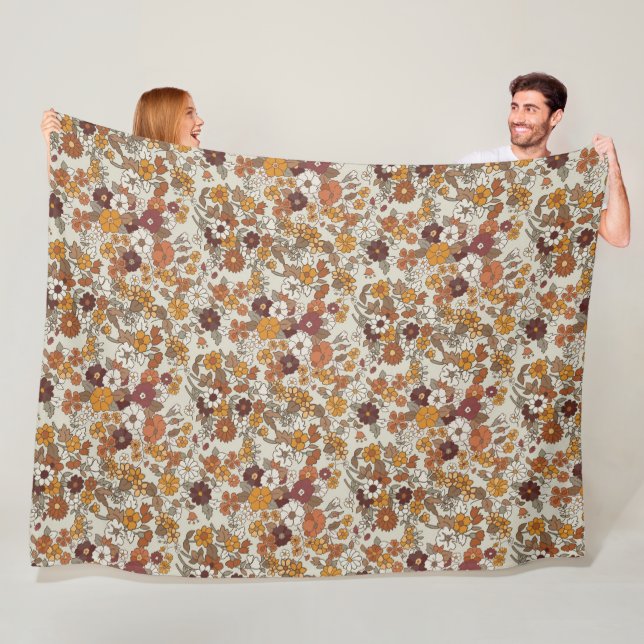 Retro-Boho-Blumenmuster  Fleecedecke (Beispiel)
