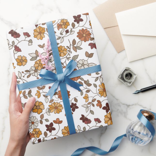 Retro-Boho-Blumenmuster  Geschenkpapier (Schenken)