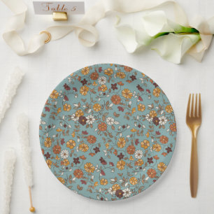 Retro-Boho-Blumenmuster Pappteller