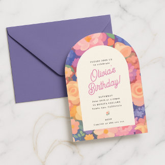 Retro-Boho-Blumenparty-Einladung Einladung