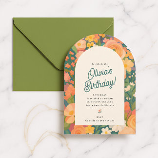 Retro-Boho-Blumenparty-Einladung Einladung