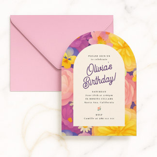 Retro-Boho-Blumenparty-Einladung Einladung