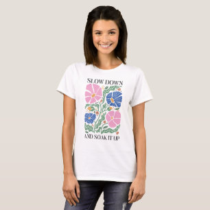 Retro Boho Blumenzettel verlangsamen sich und saug T-Shirt