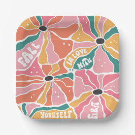 Retro-Boho Blutfall in Liebe Pappteller