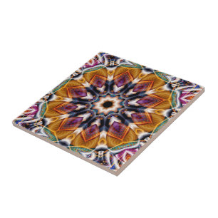 Retro Boho Bohemisch Hippie Trippy Rosette Mandala Fliese