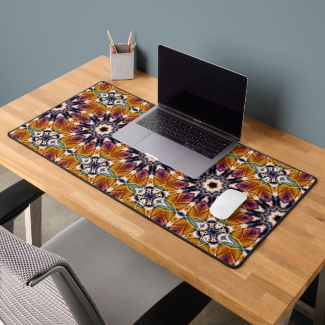 Retro Boho Bohemisch Hippie Trippy Rosette Mandala Schreibtischunterlage (Büro 2)