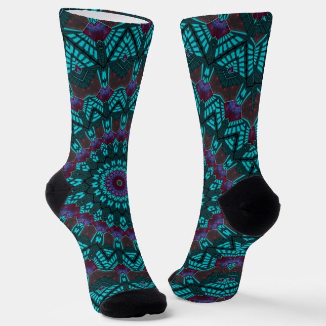 Retro Boho Chic Bohemian Südwest-Mandala  Socken (Gewinkelt)