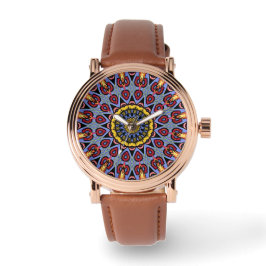 Retro Boho Chic Bohemisch Hippie Rosette Mandala Armbanduhr