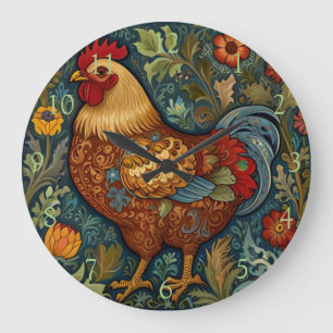 Retro Boho Chic Landhuhn Große Wanduhr