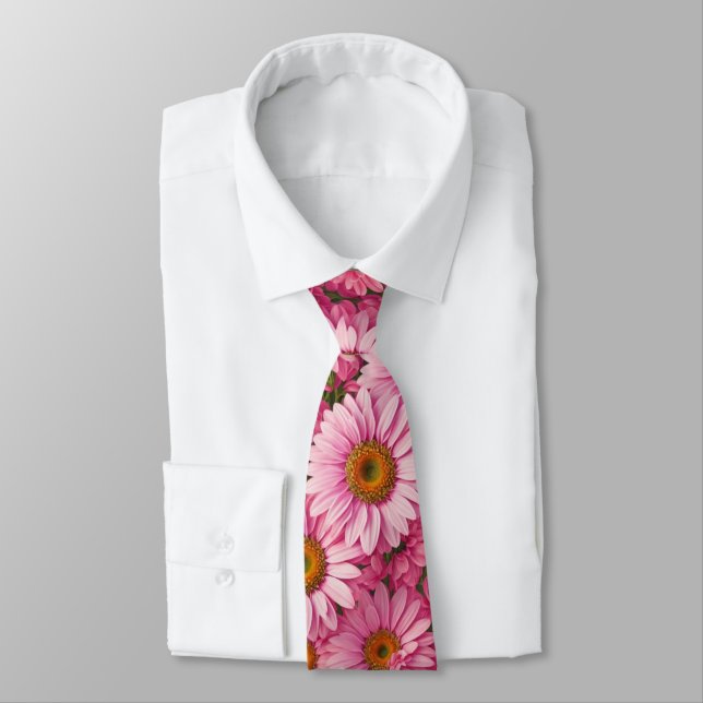Retro-boho chic rosa blumengeschmückte Blume Krawatte (Gebunden)