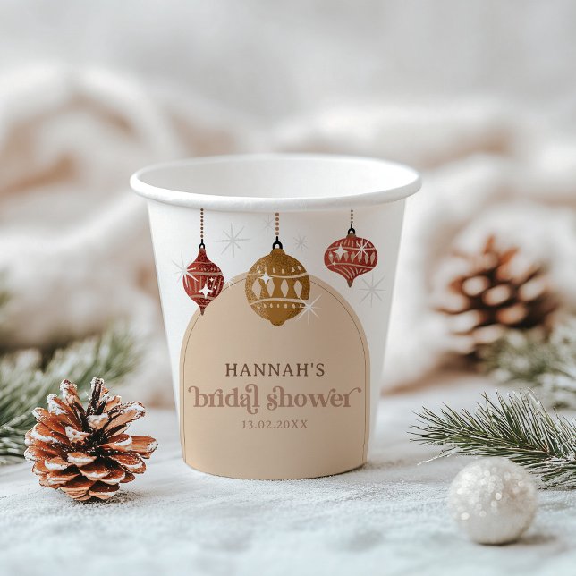 Retro Boho Christmas Bauble Ornament Brautparty Pappbecher (Von Creator hochgeladen)