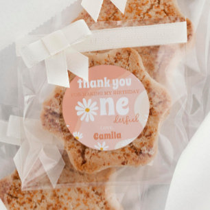 Retro Boho Daisy 1er Anniversaire Stickers Étiquet