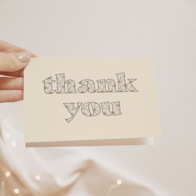 Retro Boho Daisy Baby Dusche Vielen Dank Dankeskarte (Von Creator hochgeladen)