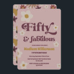 Retro Boho Dusty Pink 50 & Fabulous Geburtstag Einladung<br><div class="desc">Retro Boho Dusty Pink Floral 50 & Fabulous Geburtstag Design. Wenn Sie gewollt haben,  die Textfarben zu ändern,  klicken Sie am Ende der Personalisierungsvorlage auf das Entwurfstool. Matching-Party-Vorräte und -Schreibwaren sind in Lagern erhältlich.</div>