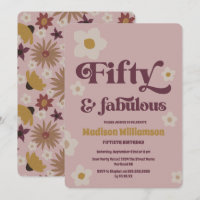 Retro Boho Dusty Pink 50 & Fabulous Geburtstag