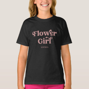 Retro Boho Dusty Rose Typografie Blumenmädchen T-Shirt