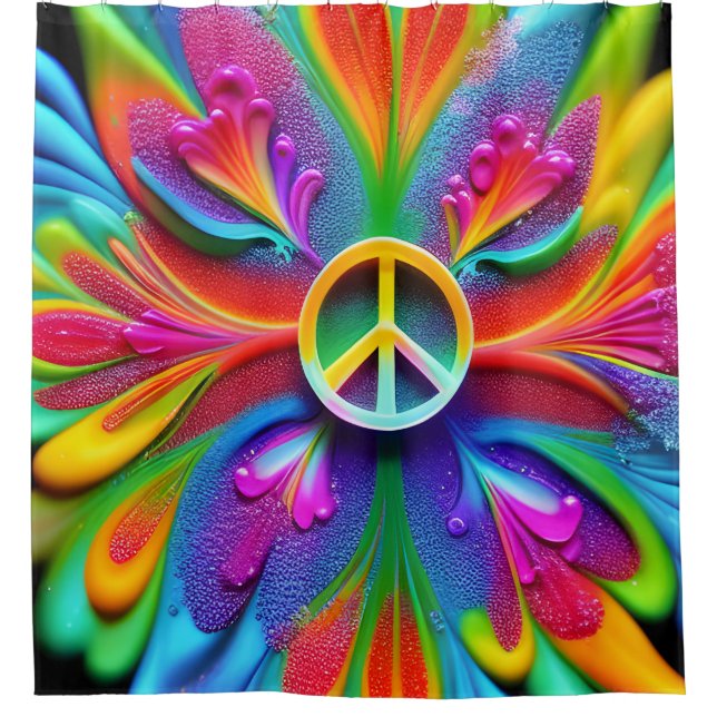 "Retro Boho Duwer Vorhang Peace Sign Hippie" (Vorderseite)