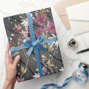Retro Boho Elegante Wildblumen Geschenkpapier