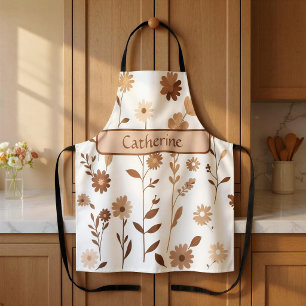 Retro-Boho-Erdige Blumen-Schürze mit individuellem Schürze