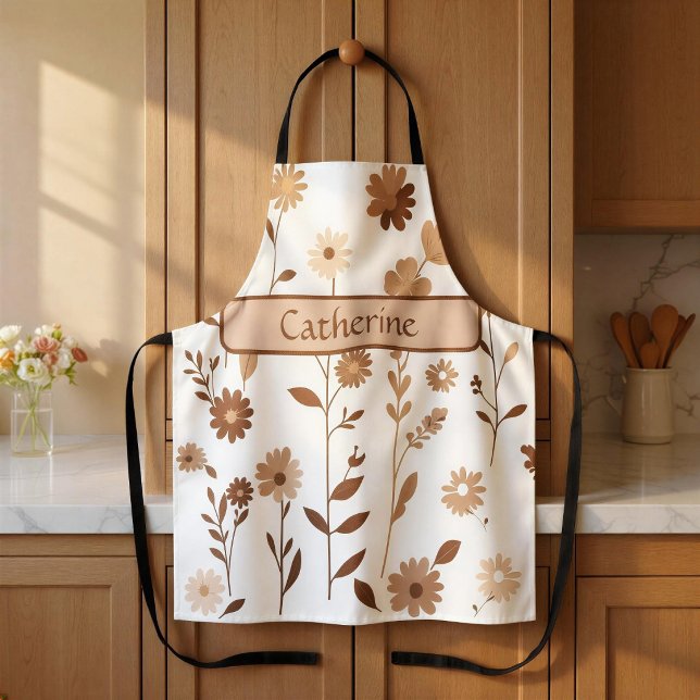 Retro-Boho-Erdige Blumen-Schürze mit individuellem Schürze (Von Creator hochgeladen)