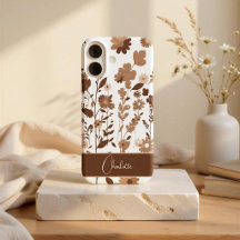 Retro Boho Erdiges Florales Kundennamensschild