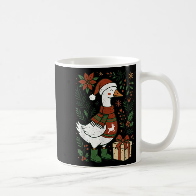 Retro Boho Floral Funny Xmas Silly Goose Lover Chr Kaffeetasse (Rechts)