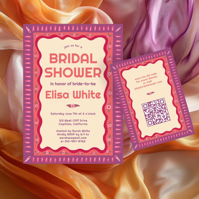 Retro Boho Fun Handmade CUSTOM Brautparty Begleitkarte (Retro Boho Fun Handmade CUSTOM Bridal Shower Enclosure Card
)