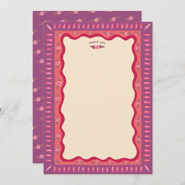 Retro Boho Fun Handmade CUSTOM Brautparty Dankeskarte (Vorne/Hinten)