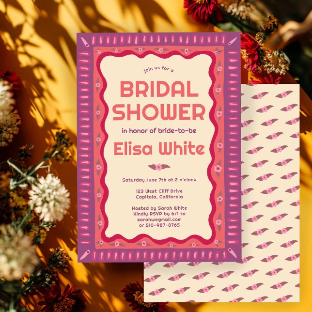 Retro Boho Fun Handmade CUSTOM Brautparty Einladung (Retro Boho Fun Handmade CUSTOM Bridal Shower Invitation
)