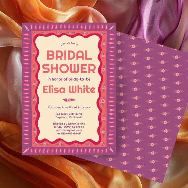 Retro Boho Fun Handmade CUSTOM Brautparty Einladung (Retro Boho Fun Handmade CUSTOM Bridal Shower Invitation
)