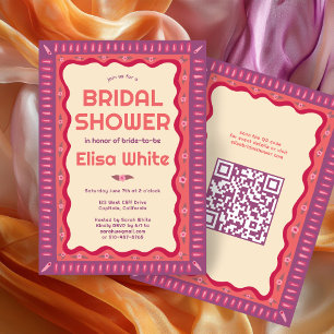 Retro Boho Fun Handmade CUSTOM QR Brautparty Einladung