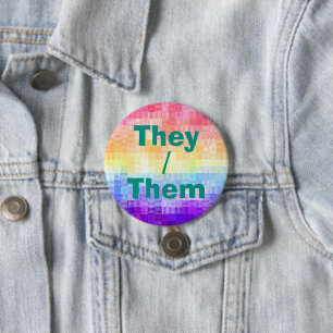 Retro Boho Funky Quirky Xenogender Kariert Pride Button