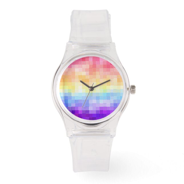 Retro Boho Funky Quirky Xenogender Karierte Stolz Armbanduhr (Vorderseite)