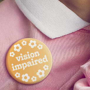 Retro Boho Gelbe Daisy Sehbehinderung Button