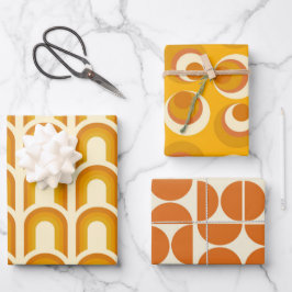 Retro Boho Geometric Muster 60er 70er Seventies Geschenkpapier Set