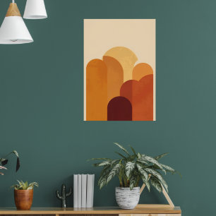 Retro-Boho-Geometrisches-Bogen-Kunstposter Erdig Poster