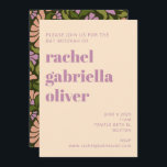 Retro Boho Green Botanical Groovy Bat Mitzvah Einladung<br><div class="desc">Fügen Sie Ihrem Fledermausmitzvah eine Retro-Groovy-Atmosphäre mit diesen lustigen boho erröten,  lavender und grünen Party Einladungen.</div>