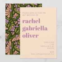 Retro Boho Green Botanical Groovy Bat Mitzvah