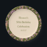 Retro Boho Green Niedlich BlumenCustom 50. Geburts Pappteller<br><div class="desc">Retro Boho Green Niedlich Floral Simple Custom 50th Birthday Paper Teller</div>
