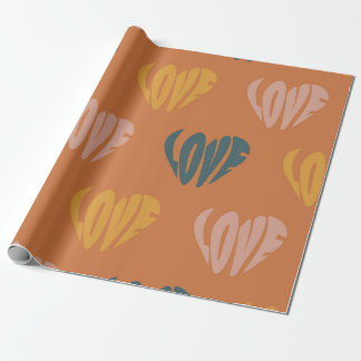 Retro Boho Groovy Liebesherz Geschenkpapier