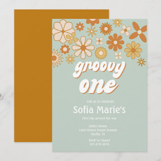 Retro Boho Groovy One Boho Erster Geburtstag Invit Einladung