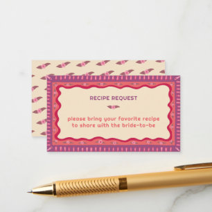 Retro Boho Handmade CUSTOM Brautparty Rezept Begleitkarte
