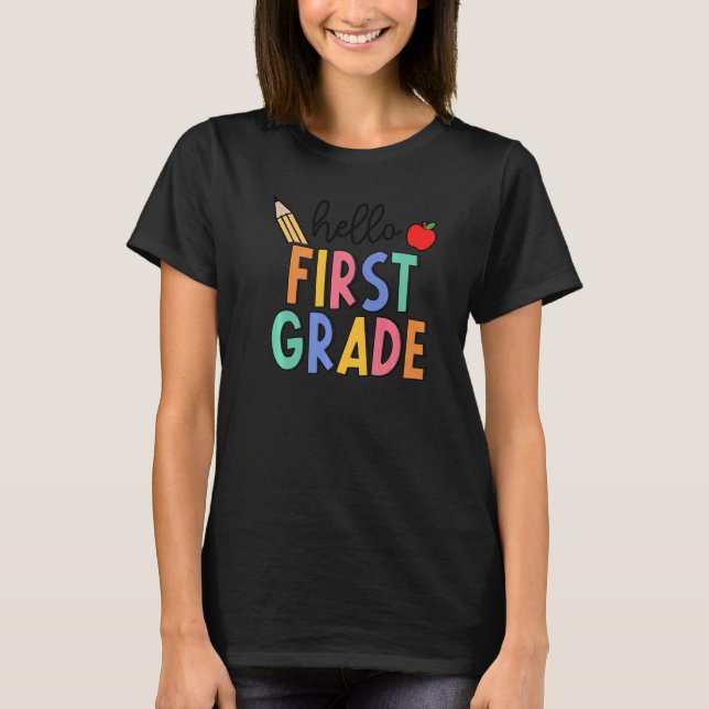 Retro Boho Hello First Grade Fun 1st Grader Back T T-Shirt (Vorderseite)